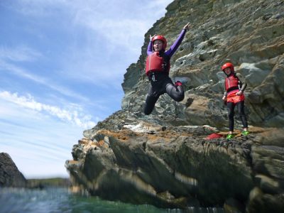 Coasteering on the Sea cliffs of Anglesey, North Wales