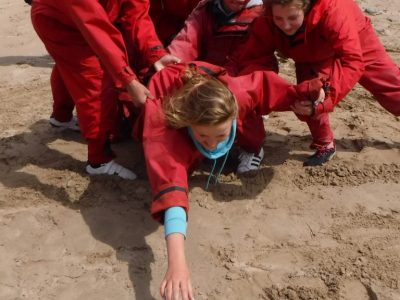 outdoor team building on the Welsh beach